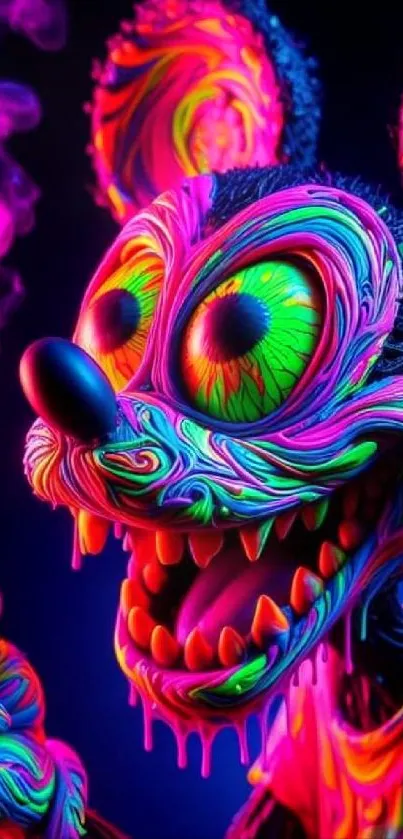 Vibrant neon cartoon art with bright colors and whimsical design.