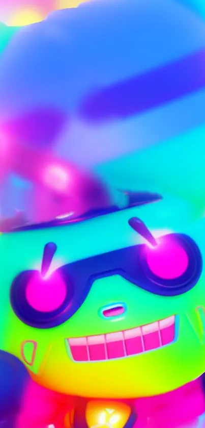 Colorful neon cartoon character wallpaper for mobile.