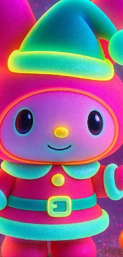 Vibrant neon cartoon character with a colorful design.