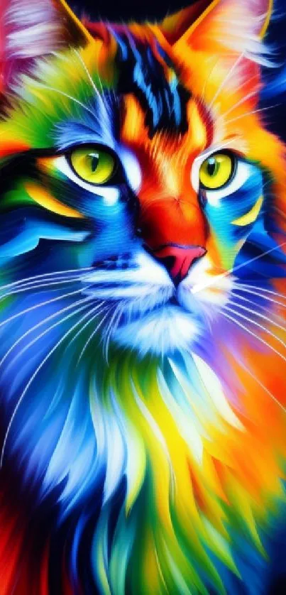 Neon cat artwork with vibrant colors.