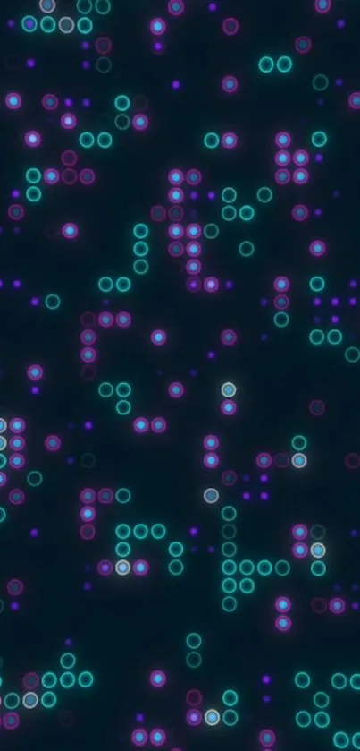 Vibrant neon dots on a black background wallpaper.