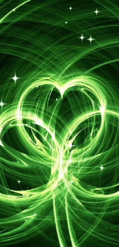 Vibrant neon green clover fractal wallpaper design.