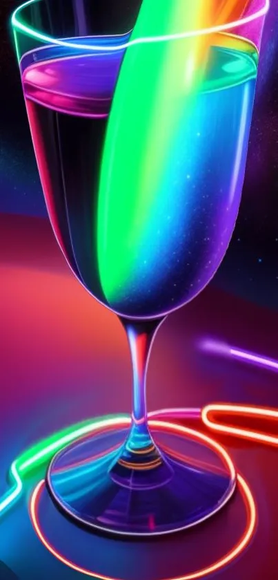 Colorful neon cocktail wallpaper with a vibrant, futuristic design and glowing effects.