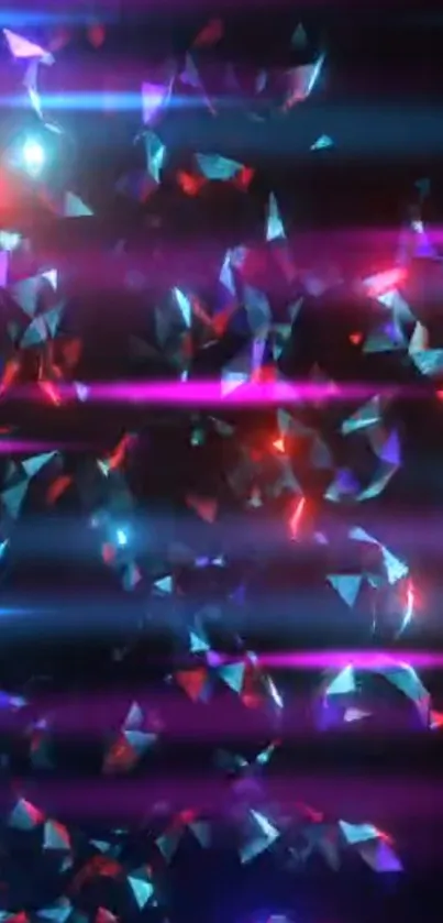 Vibrant neon crystal wallpaper with glowing colors and geometric patterns.