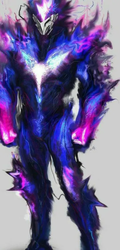 Abstract neon cyber guardian with vibrant colors and electric design.