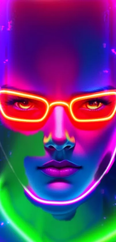 Vibrant neon cyberpunk art with futuristic glowing details.