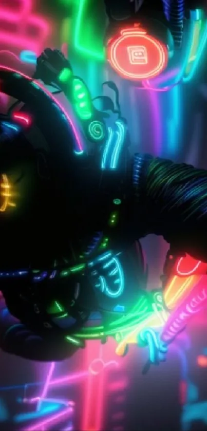 Neon cyberpunk wallpaper with vibrant futuristic colors.