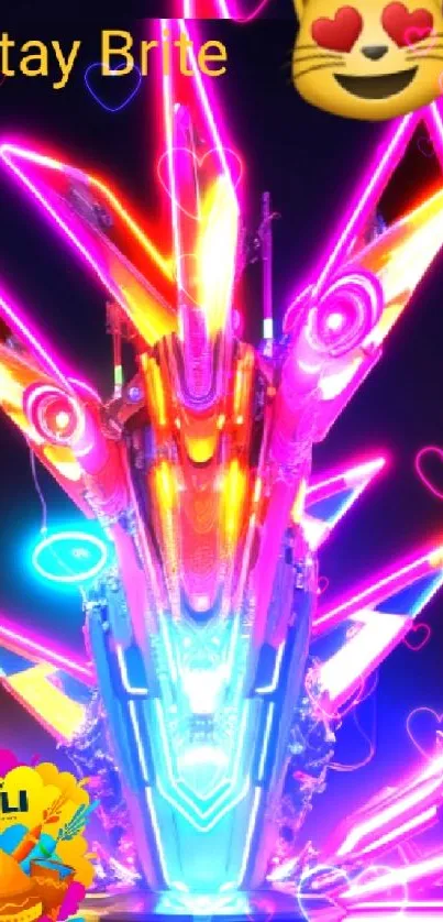 Vibrant neon digital art wallpaper with bright patterns.
