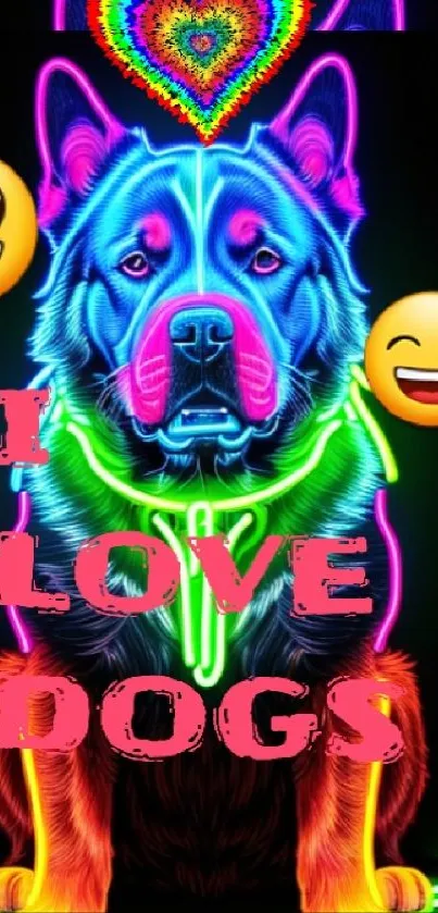 Colorful neon dog wallpaper with vibrant design.