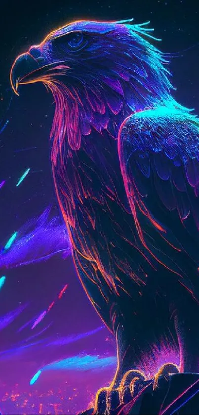 Vibrant neon-colored eagle artwork wallpaper.