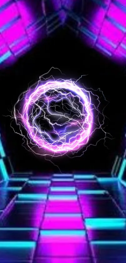 Neon energy with pink and blue vortex.