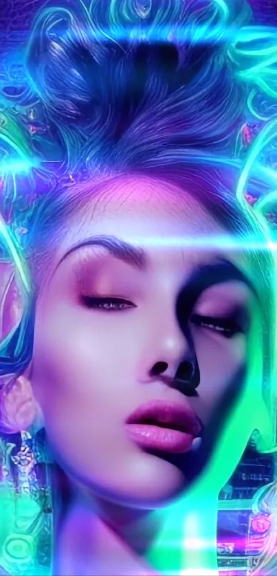 Neon fantasy art wallpaper with vibrant colors and ethereal design.