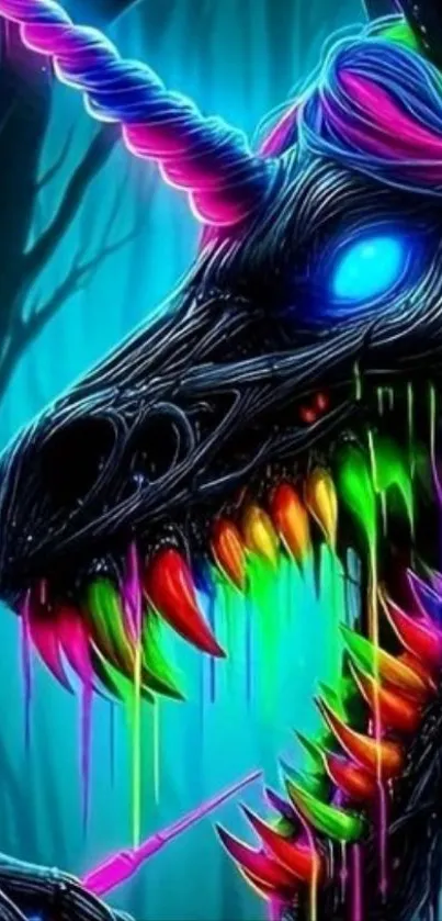 Vibrant and surreal neon unicorn design