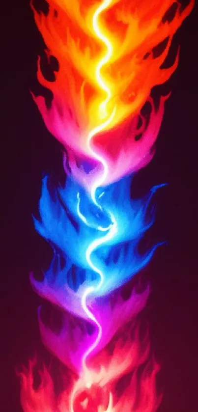 Vibrant neon flame wallpaper with fiery abstract design.