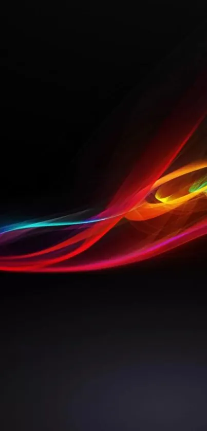 Vibrant neon light streaks on dark background wallpaper.