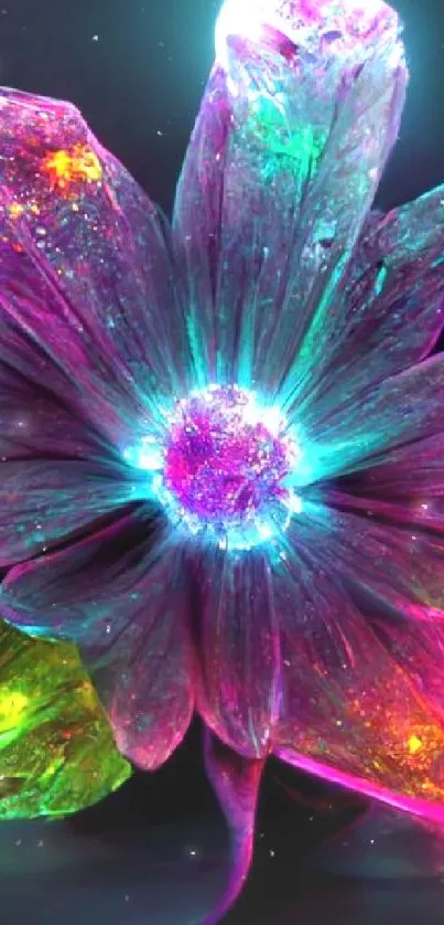 Vibrant neon flower wallpaper with glowing petals.