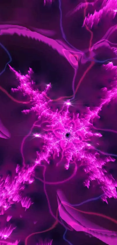 Vibrant neon purple fractal art wallpaper for mobile devices.