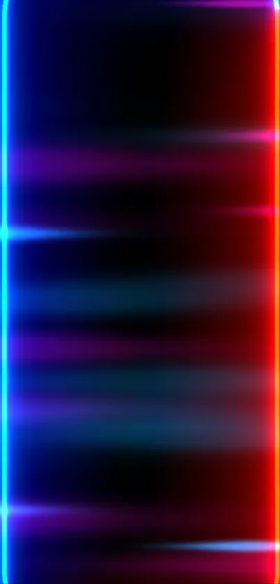 Vibrant neon frame phone wallpaper in blue and red hues.