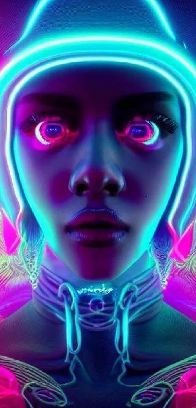 Futuristic neon art wallpaper with vibrant colors.