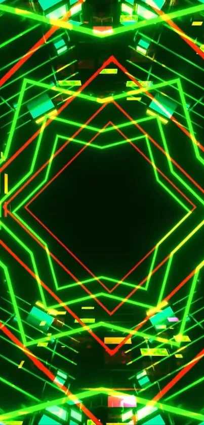 Symmetrical neon geometric art wallpaper