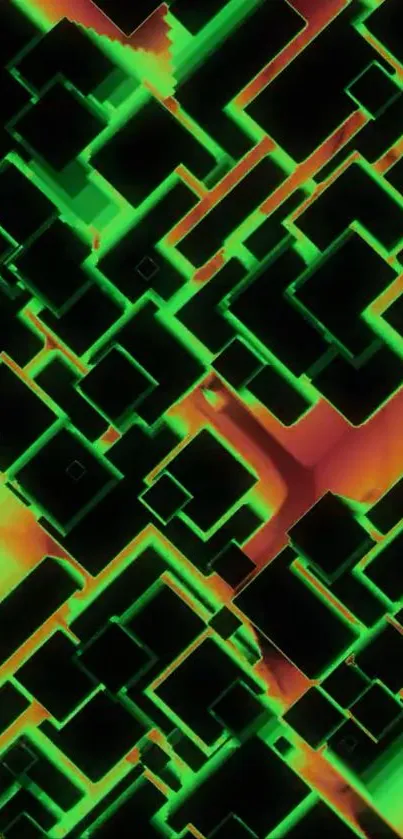 Vibrant neon geometric pattern wallpaper.