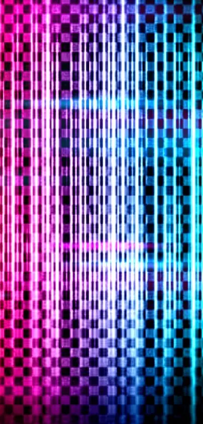 Vibrant gradient wallpaper with checkered pattern and dynamic colors for mobile phones.