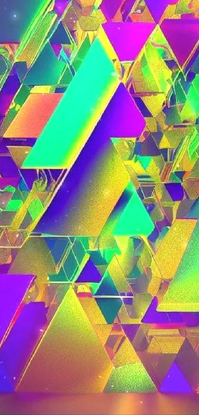 Vibrant neon geometric pattern wallpaper.