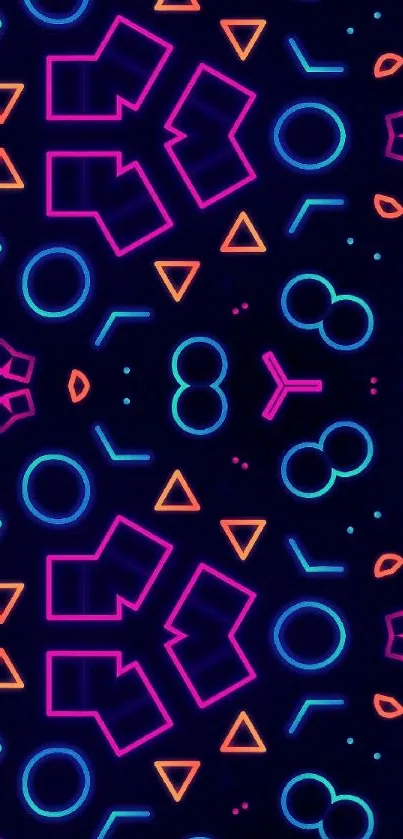 Vibrant neon geometric pattern wallpaper for mobile.