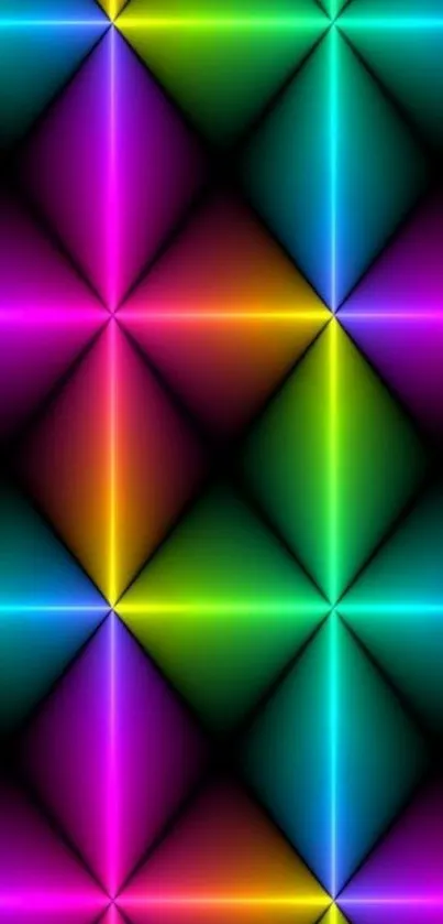 Vibrant geometric neon wallpaper for mobile phones.