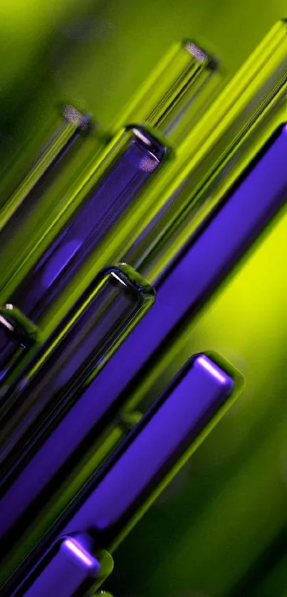 Vibrant neon glass wallpaper with purple and lime green hues.