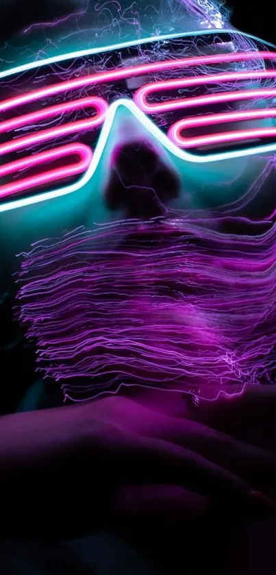 Vibrant neon glow with pink and blue hues in abstract design.