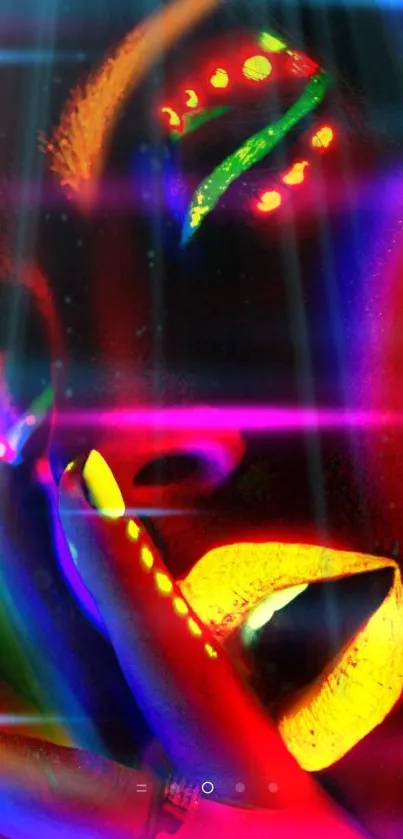 Neon themed abstract wallpaper with vibrant colors and glow effects.