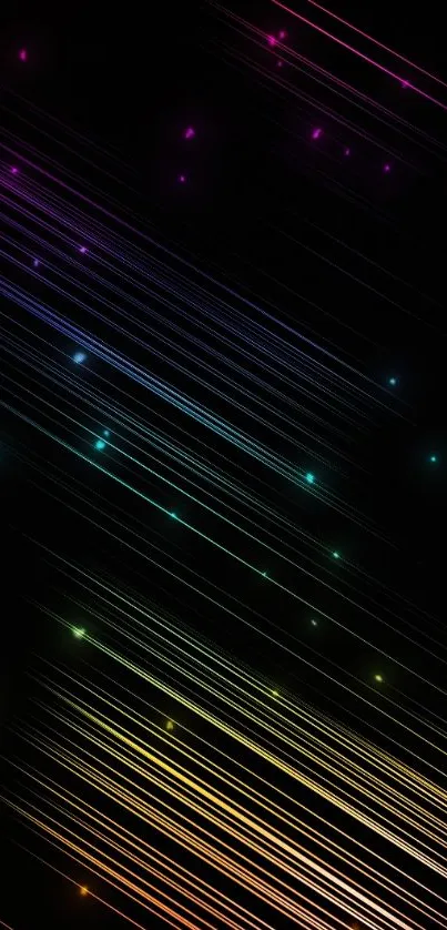 Vibrant neon gradient lines on a black wallpaper.