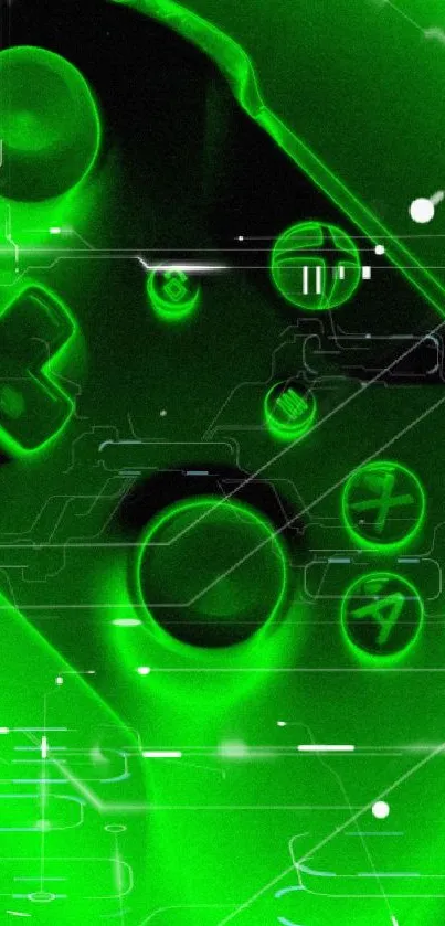 Neon green gaming controller wallpaper in vibrant style.