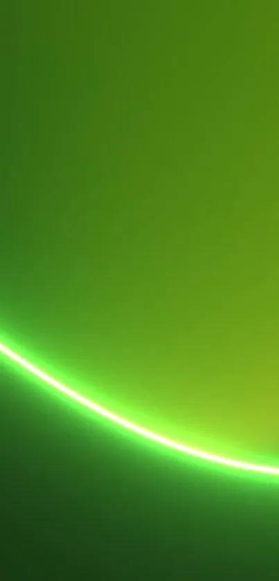 Neon green arc on abstract glowing wallpaper background.