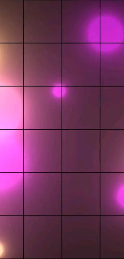 Vibrant neon grid wallpaper with purple and gold colors.