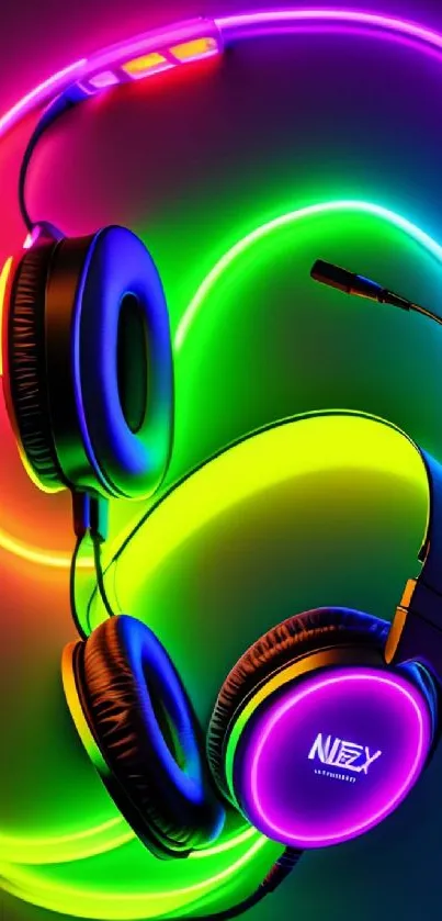 Colorful neon headphones with a vibrant glow.