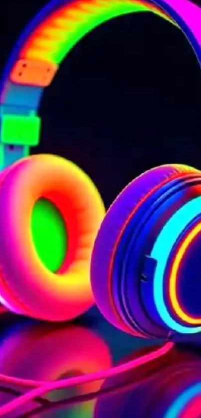Vibrant neon headphones on display.
