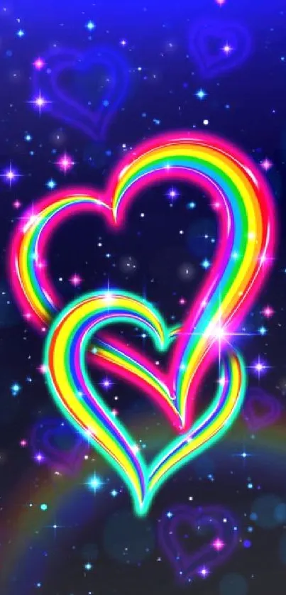 Vibrant neon heart design with glowing colors.