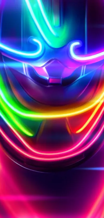 Vibrant neon helmet phone wallpaper in colorful hues.