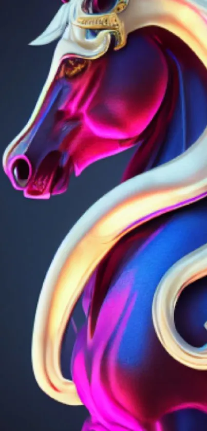 Neon horse art wallpaper in vibrant colors.