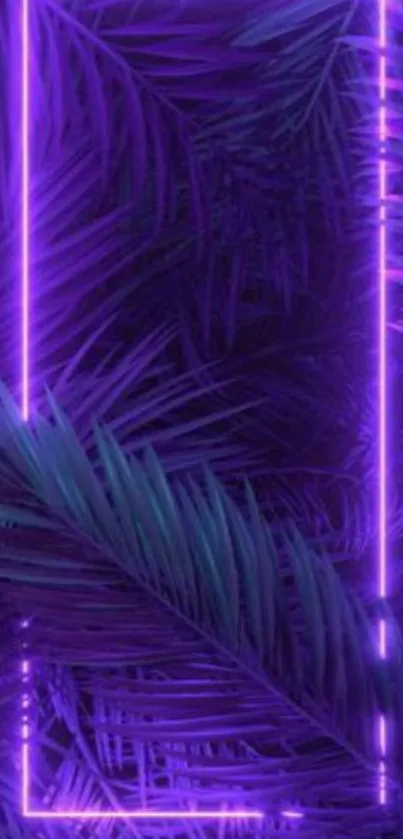 Neon jungle wallpaper with vibrant purple hues and futuristic design.