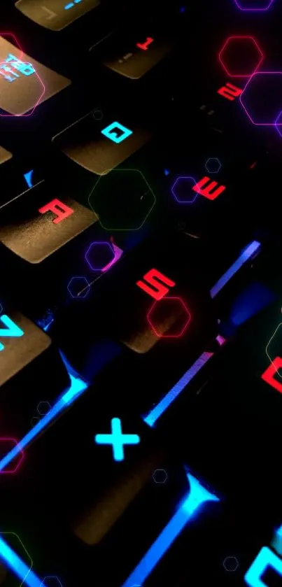 Neon keyboard wallpaper with glowing keys