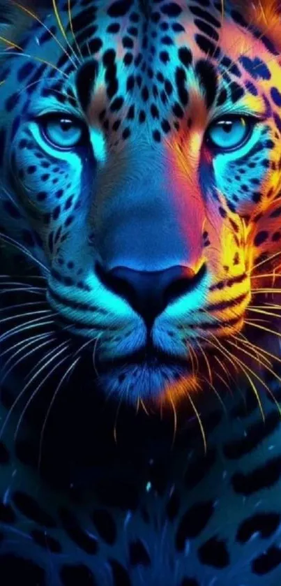 Colorful neon leopard wallpaper with vibrant hues.