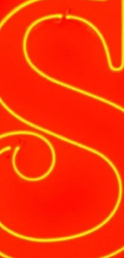 Neon letter S on a bright red background.