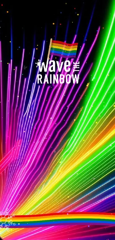 Vibrant neon light burst with colorful streaks in abstract pattern.