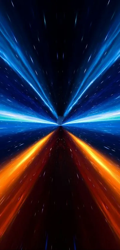 Vibrant neon burst wallpaper with blue and orange hues, perfect for tech lovers.