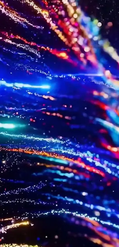 Vibrant beams of neon lights creating dynamic patterns.
