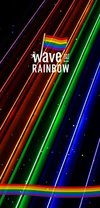 Vibrant neon light stripes on a black background, perfect for mobile screens.