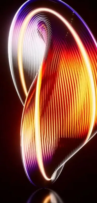 Colorful neon swirl design on dark background.